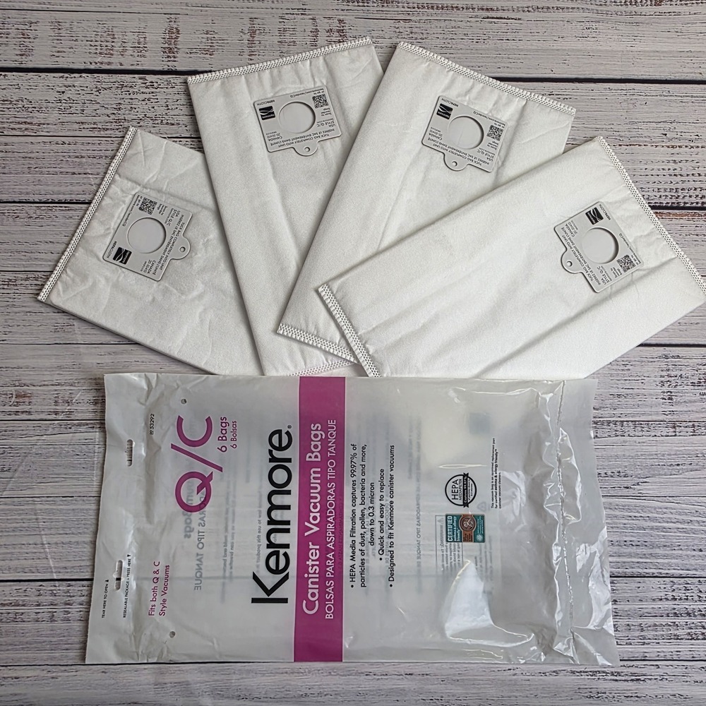 4 Kenmore Sears Type Q/C HEPA Vacuum Bags Style 20 53292, replaces 50557, 50558